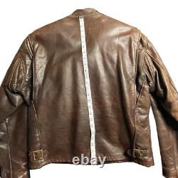 97 2007 Schott NYC 141 Naked Cowhide Classic Racer Jacket Brown Size 44