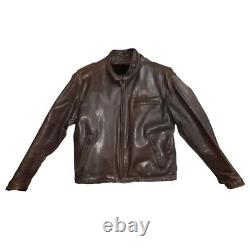 97 2007 Schott NYC 141 Naked Cowhide Classic Racer Jacket Brown Size 44
