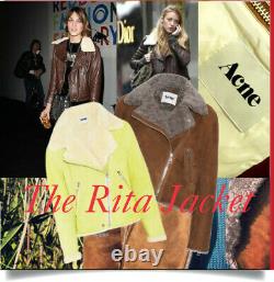 ACNE STUDIOS Rita Leather Jacket Black Moto Jacket Womens Biker Coat 34 XS S 0 2