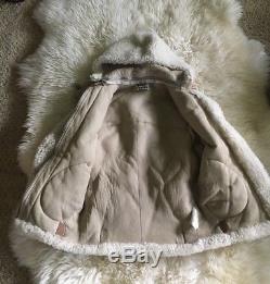 ACNE VELOCITE Reversed Shearling Leather JACKET Coat Beige SIZE 32