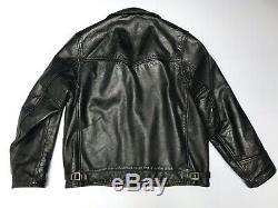 AERO Highwayman Deluxe Vintage 80's Steerhide Black Leather Motorcycle Jacket 42