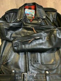 AERO LEATHERS J106 Black Leather Jacket 38 D Pocket