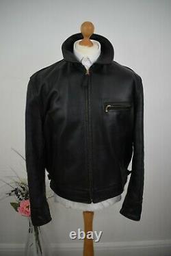 AERO LEATHER Black Front Quarter Horsehide Highwayman Jacket Size 42/52 40/50