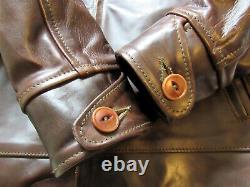 AERO PREMIER HIGHWAYMAN Horsehide Leather Jacket Size 42 Brown Freewheelers