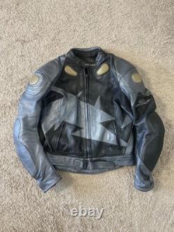 AGVSPORT Jacket Mens 42 Black Leather Motorcycle Padded Armor Racing Riding
