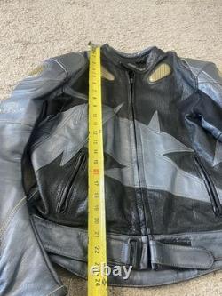 AGVSPORT Jacket Mens 42 Black Leather Motorcycle Padded Armor Racing Riding