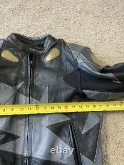 AGVSPORT Jacket Mens 42 Black Leather Motorcycle Padded Armor Racing Riding