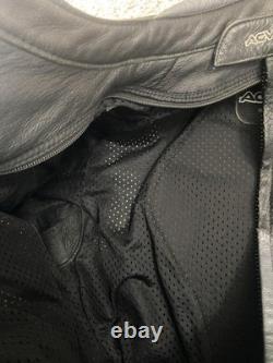AGVSPORT Jacket Mens 42 Black Leather Motorcycle Padded Armor Racing Riding