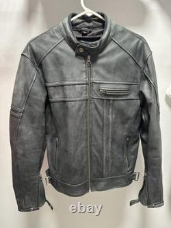 AGV Sport Leather Motorcycle Jacket Mens Size L Black Riding Jacket Padded