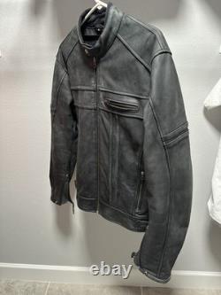 AGV Sport Leather Motorcycle Jacket Mens Size L Black Riding Jacket Padded