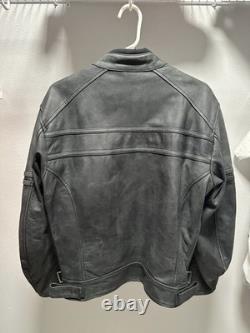 AGV Sport Leather Motorcycle Jacket Mens Size L Black Riding Jacket Padded