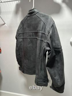 AGV Sport Leather Motorcycle Jacket Mens Size L Black Riding Jacket Padded