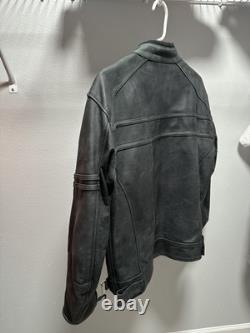 AGV Sport Leather Motorcycle Jacket Mens Size L Black Riding Jacket Padded