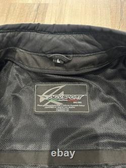 AGV Sport Leather Motorcycle Jacket Mens Size L Black Riding Jacket Padded