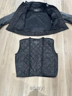 AGV Sport Leather Motorcycle Jacket Mens Size L Black Riding Jacket Padded