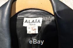 ALAIA vintage Black Butter Leather Perfecto Moto Jacket Sz 36