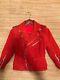Alexander Mcqueen Red Leather Moto Jacket Size 36