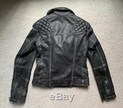 ALLSAINTS Cargo Leather Jacket UK 8 US 4 EU 36 Black/Grey Moto Outerwear