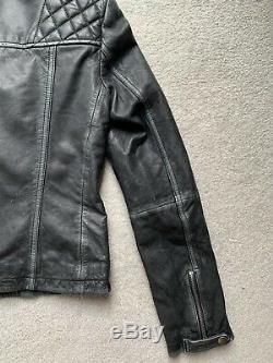 ALLSAINTS Cargo Leather Jacket UK 8 US 4 EU 36 Black/Grey Moto Outerwear