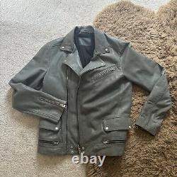 ALLSAINTS Gray leather biker Moto Jacket MENS MEDIUM RW002