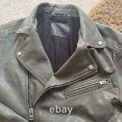 ALLSAINTS Gray leather biker Moto Jacket MENS MEDIUM RW002