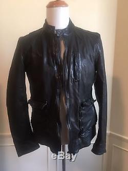 ALL SAINTS Black Leather Biker Jacket! XL