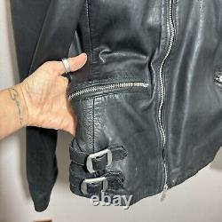 ALL SAINTS Den Biker Black Leather Motorcycle Moto Jacket Mens Sz Medium M