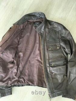 ALL SAINTS Habanero Leather JACKET Brown Size Large Great Condition