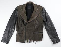 ALL SAINTS Leather Jacket Able Biker Black Brown Motorcycle XL fit L Large $560