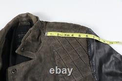 ALL SAINTS Leather Jacket Able Biker Black Brown Motorcycle XL fit L Large $560