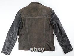 ALL SAINTS Leather Jacket Able Biker Black Brown Motorcycle XL fit L Large $560