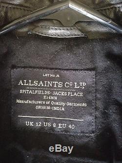 ALL SAINTS Walker Black Leather Quilted Cropped Jacket US 8