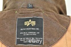 ALPHA INDUSTRIES Brown Leather Jacket size 54 Mens Flyers Biker Bomber