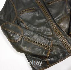 ANDREW MARC New York Thick Distressed LEATHER Insulated Motorcycle JACKET Men XL