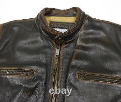 ANDREW MARC New York Thick Distressed LEATHER Insulated Motorcycle JACKET Men XL
