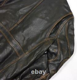 ANDREW MARC New York Thick Distressed LEATHER Insulated Motorcycle JACKET Men XL