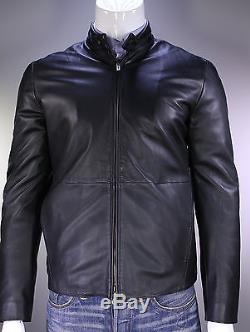 ARMANI COLLEZIONI Black Leather Slim Fit Biker Moto Jacket 42/Large