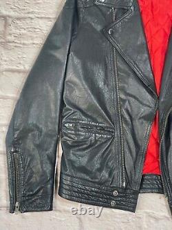 ASOS XS/S Genuine Black Leather Motorcycle/Biker Jacket