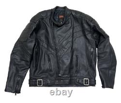 AUGUSTUS Couros Mens Heavy Weight Motor Cycle Jacket Black Lined Shoulder Pads