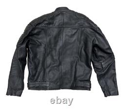 AUGUSTUS Couros Mens Heavy Weight Motor Cycle Jacket Black Lined Shoulder Pads