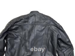 AUGUSTUS Couros Mens Heavy Weight Motor Cycle Jacket Black Lined Shoulder Pads