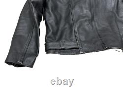 AUGUSTUS Couros Mens Heavy Weight Motor Cycle Jacket Black Lined Shoulder Pads