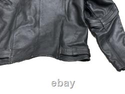 AUGUSTUS Couros Mens Heavy Weight Motor Cycle Jacket Black Lined Shoulder Pads