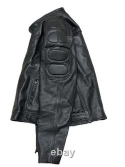 AUGUSTUS Couros Mens Heavy Weight Motor Cycle Jacket Black Lined Shoulder Pads