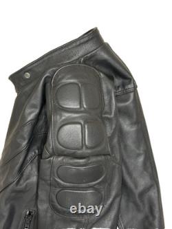 AUGUSTUS Couros Mens Heavy Weight Motor Cycle Jacket Black Lined Shoulder Pads