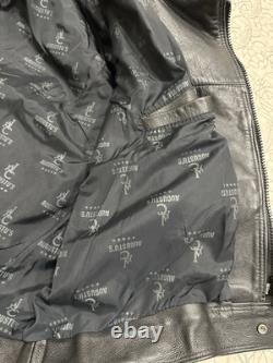 AUGUSTUS Couros Mens Heavy Weight Motor Cycle Jacket Black Lined Shoulder Pads