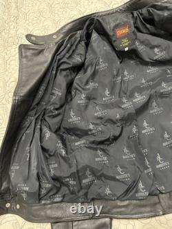 AUGUSTUS Couros Mens Heavy Weight Motor Cycle Jacket Black Lined Shoulder Pads