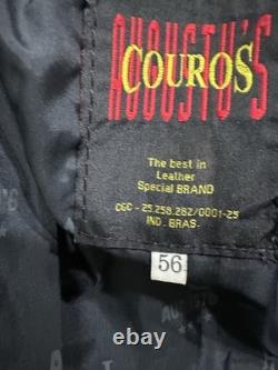 AUGUSTUS Couros Mens Heavy Weight Motor Cycle Jacket Black Lined Shoulder Pads