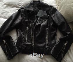 AUTH BALENCIAGA CLASSIC 2011 MOTORCYCLE LEATHER JACKET BLACK 42 With Tags