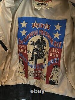 AVIREX Vintage Leather Double Riders Moto Jacket with Patches Small